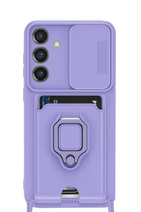 uryport Samsung Galaxy S25 Kılıf Zuma Kartvizitli Yüzüklü Silikon - Lila