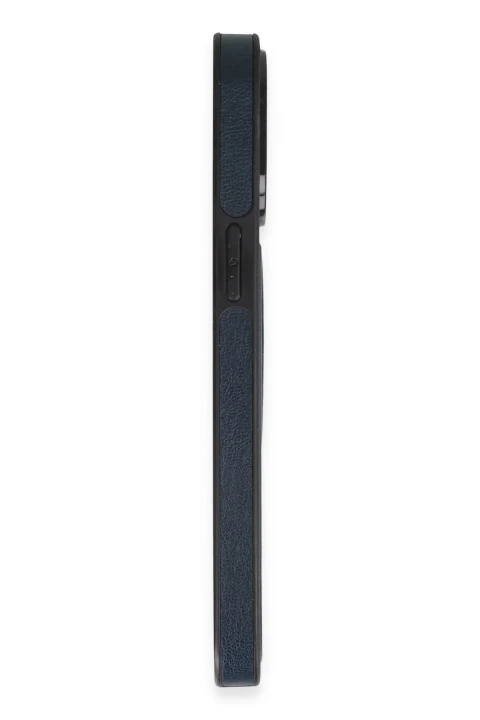 uryport Apple iPhone 15 Pro Max Kılıf Ozzi Magsafe Deri Kapak - Lacivert