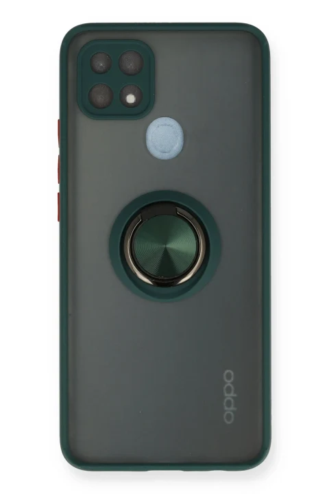 uryport Oppo A15 Kılıf Montreal Yüzüklü Silikon Kapak - Yeşil