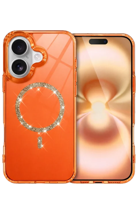 uryport Apple iPhone 17 Live Diamond Magsafe Kapak - Turuncu