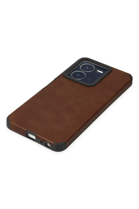 uryport Vivo Y35 Kılıf Loop Deri Silikon - Kahverengi