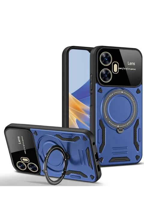 uryport Realme C55 Kılıf Joy Lens Standlı Kapak - Lacivert