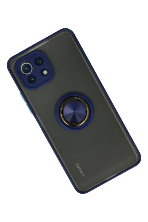 uryport Xiaomi Mİ 11 Lite Kılıf Montreal Yüzüklü Silikon Kapak - Lacivert