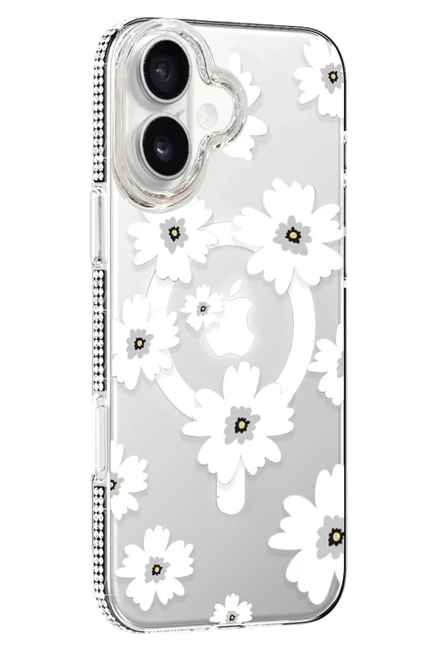 Joko Apple iPhone 16 Floral Magsafe Kapak - Beyaz