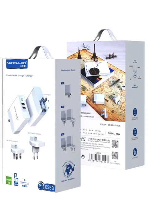 Konfulon C56Q 2 USB Type-C 3.0 Quick PD 30W Seyahat Şarj Cihazı