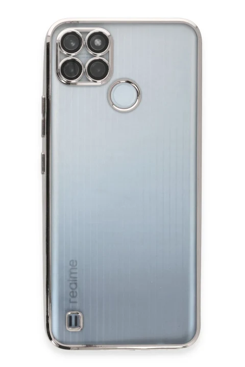 uryport Realme C25Y Kılıf Razer Lensli Silikon - Gümüş