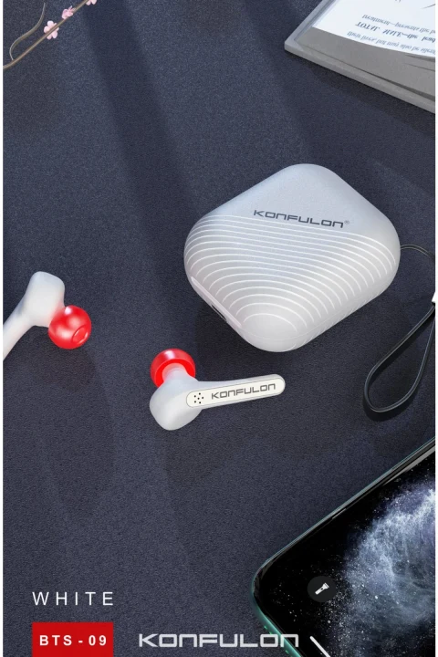 Konfulon BTS09 Kablosuz Airpods Kulaklık - Beyaz