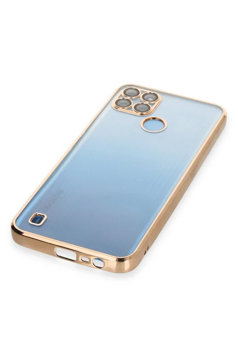uryport Realme C25Y Kılıf Razer Lensli Silikon - Gold