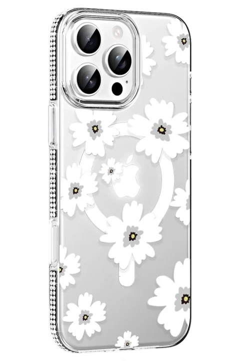Joko Apple iPhone 16 Pro Floral Magsafe Kapak - Beyaz