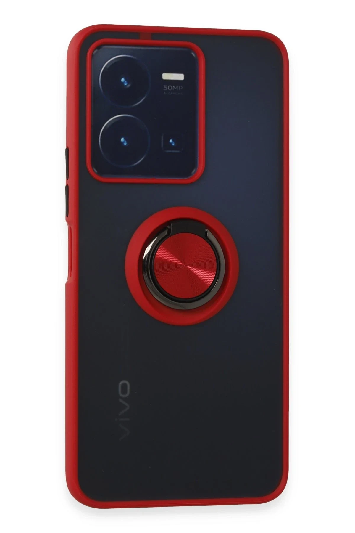 uryport Vivo Y35 Kılıf Montreal Yüzüklü Silikon Kapak - Kırmızı