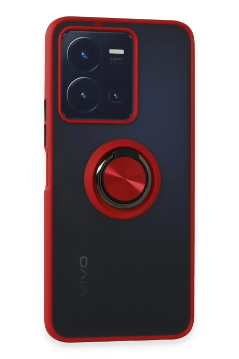 uryport Vivo Y35 Kılıf Montreal Yüzüklü Silikon Kapak - Kırmızı