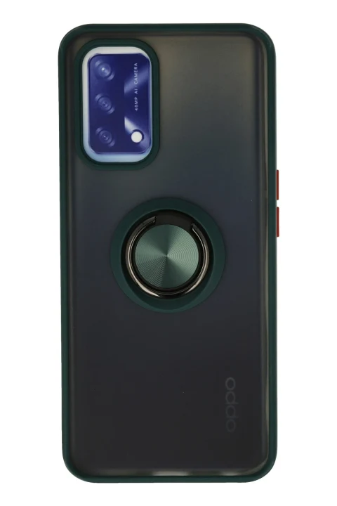 uryport Oppo A74 4G Kılıf Montreal Yüzüklü Silikon Kapak - Yeşil