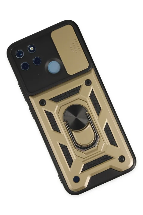 uryport Realme C25Y Kılıf Pars Lens Yüzüklü Silikon - Gold