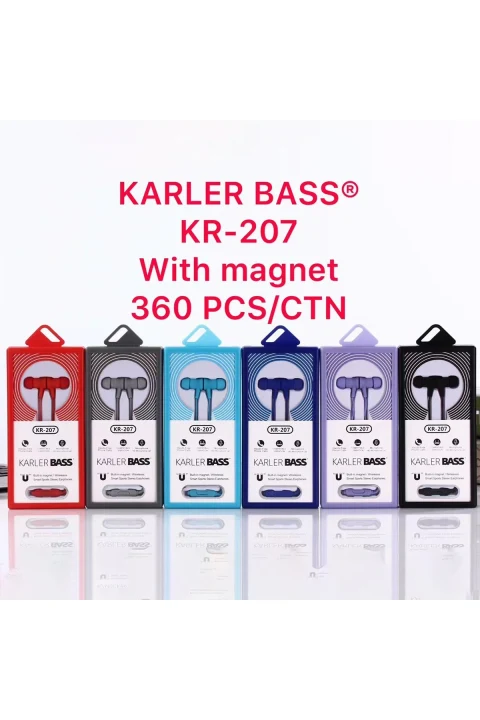 Karler Bass KR-207 Mıknatıslı Kablolu Kulaklık - Kırmızı
