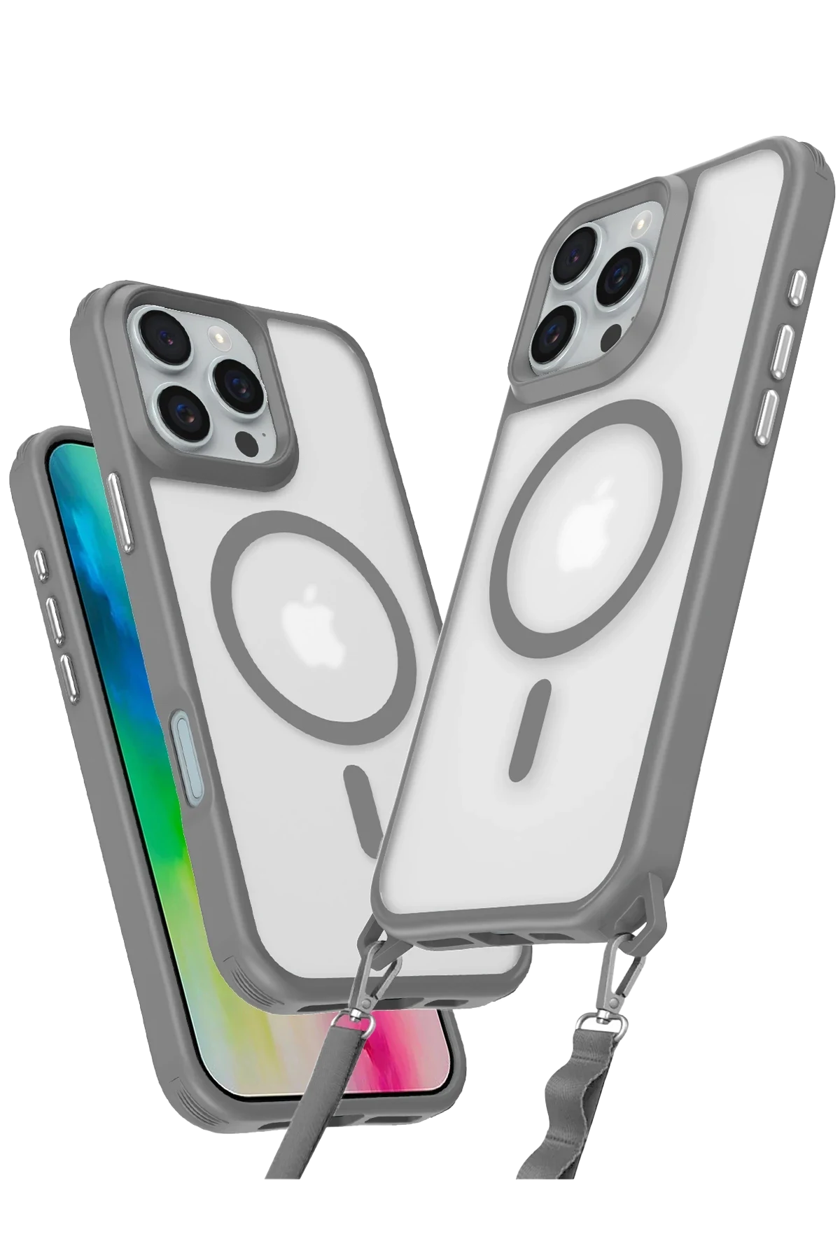 uryport Apple iPhone 16 Pro Kılıf Enka Magsafe Silikon Kılıf - Titan Gri
