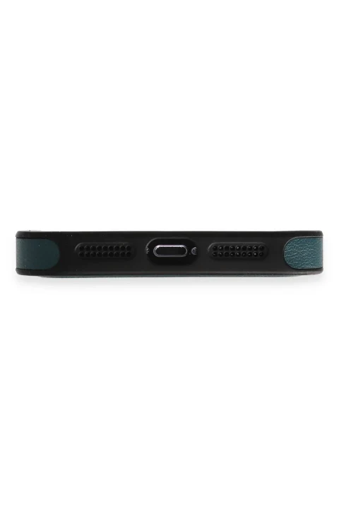 uryport Apple iPhone 15 Pro Kılıf Ozzi Magsafe Deri Kapak - Koyu Yeşil