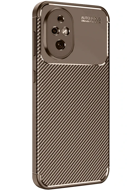 uryport Honor 200 Kılıf Auto Focus Karbon Kapak - Kahverengi