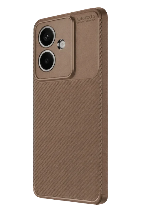 uryport Oppo A3 Kılıf Auto Focus Karbon Kapak - Kahverengi