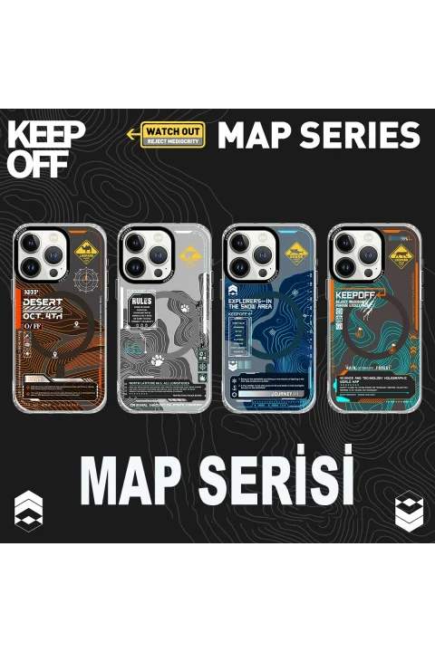Keep Off Apple iPhone 15 Pro Max Map Magsafe Kapak - Snowfield