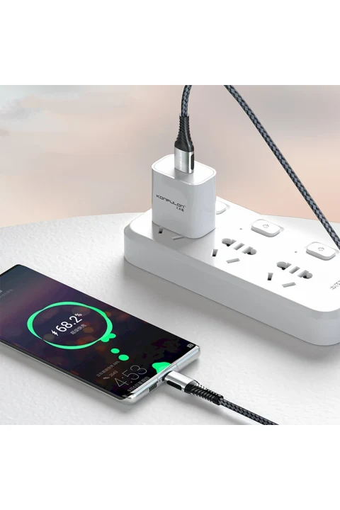 Konfulon DC34 Usb 3.0 to Type-C 1M Tel Örgü 60W Kablo - Gümüş