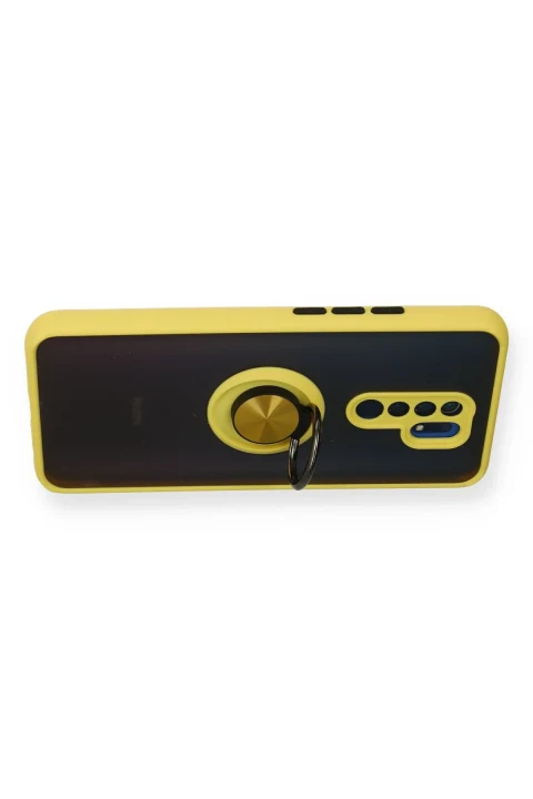 uryport Xiaomi Redmi 9 Kılıf Montreal Yüzüklü Silikon Kapak - Sarı