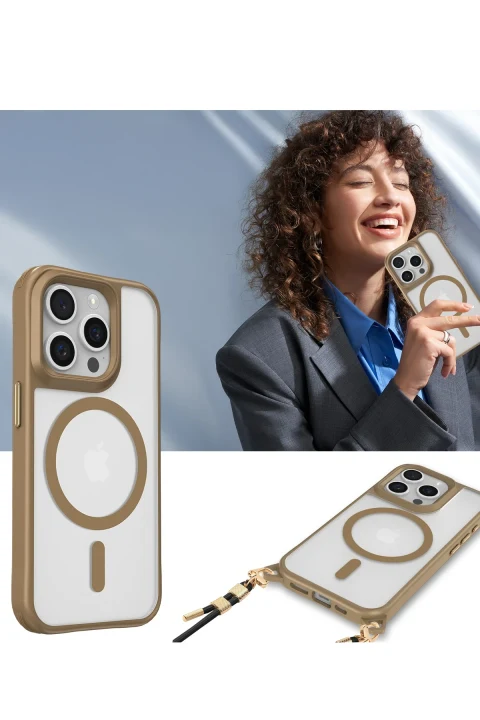 uryport Apple iPhone 16 Pro Max Kılıf Enka Magsafe Silikon Kılıf - Desert