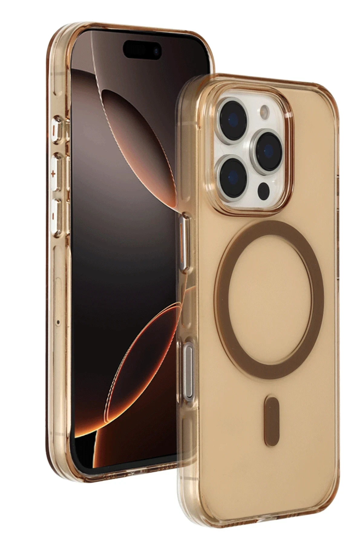 Joko Apple iPhone 16 Pro Gleam PC Sert Magsafe Kılıf - Şeffaf-Gold