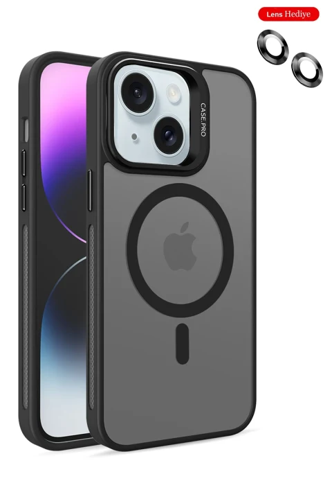 Joko Apple iPhone 15 Plus Flet Lens Magsafe Kapak - Siyah