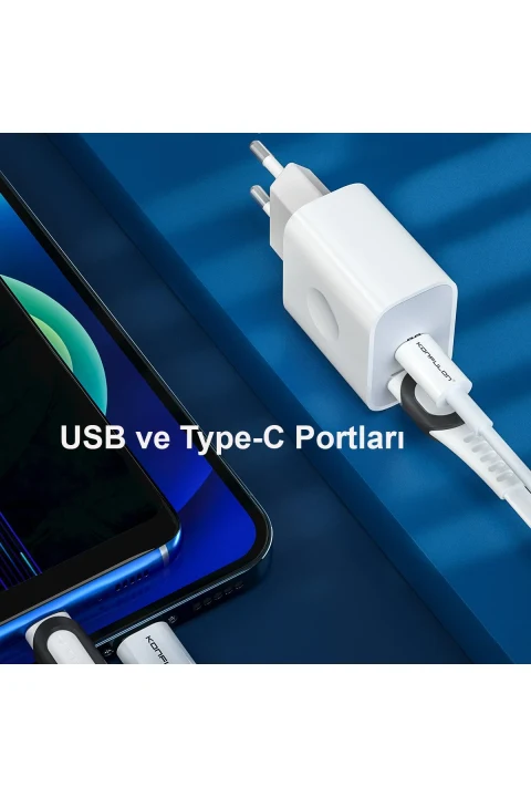 Konfulon C69Q 1 Adet 20W Type-C ve 1 Adet 18W Usb 3.0 Çıkışlı PD Şarj Cihazı