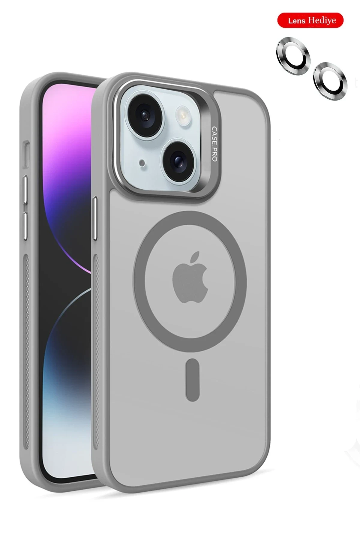 Joko Apple iPhone 15 Plus Flet Lens Magsafe Kapak - Gri
