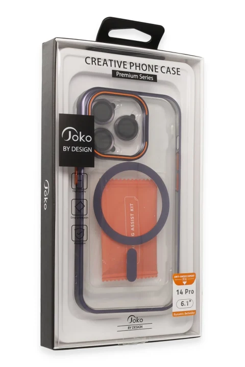 Joko Apple iPhone 14 Pro Max Crown Lens Standlı Magsafe Kapak - Derin Mor