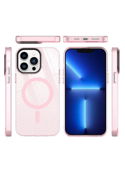 uryport Apple iPhone 14 Pro Max Kılıf Beta Magneticsafe Silikon - Pembe