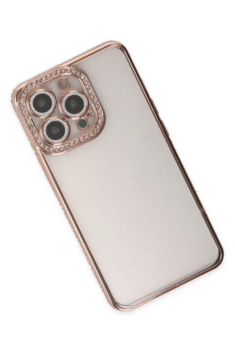 uryport Apple iPhone 14 Pro Kılıf Joke Taşlı Silikon - Pembe