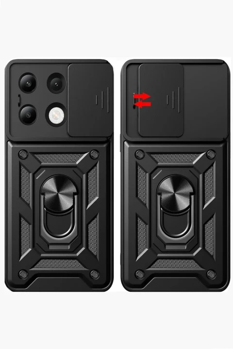 uryport Xiaomi Redmi Note 13 4G Kılıf Pars Lens Yüzüklü Silikon - Gold