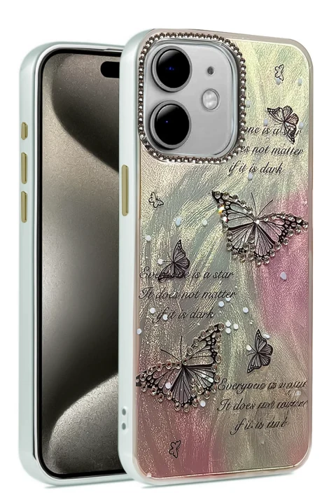 uryport Apple iPhone 12 Kılıf Blade Aynalı Desenli Kapak - Desen 6