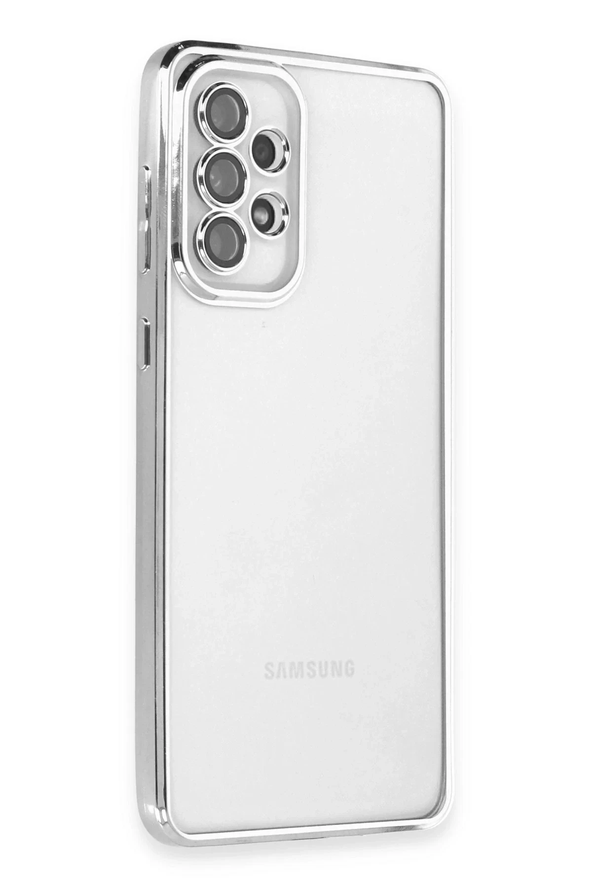 uryport Samsung Galaxy A53 5G Kılıf Razer Lensli Silikon - Gümüş