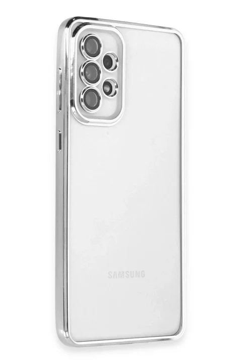 uryport Samsung Galaxy A53 5G Kılıf Razer Lensli Silikon - Gümüş