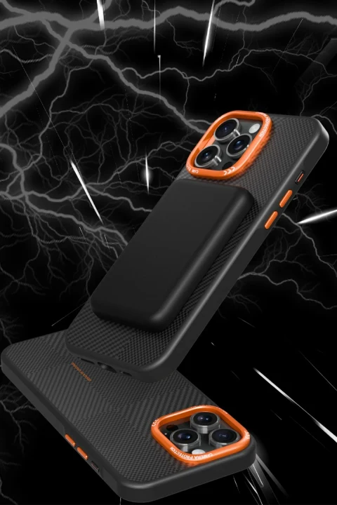 Joko Apple iPhone 16 Pro Max Orange Karbon Magsafe Kapak - Siyah