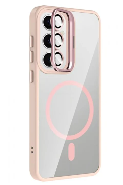 Joko Samsung Galaxy S25 FE Remim Lensli Magsafe Standlı Kapak - Pembe