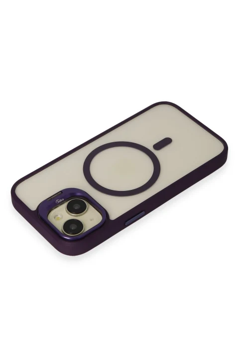 Joko Apple iPhone 15 Kılıf Roblox Lens Magsafe Standlı Kapak - Derin Mor