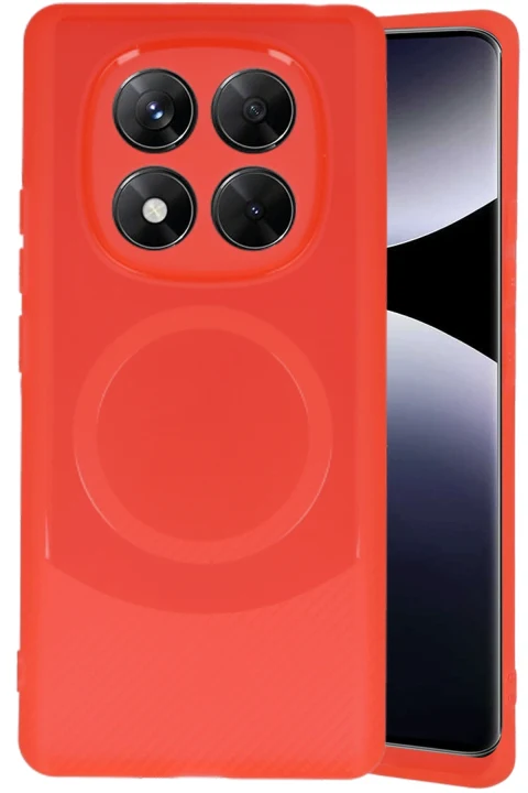 uryport Xiaomi Redmi Note 14 Pro 5G Kılıf Maya Karbon Kapak - Kırmızı