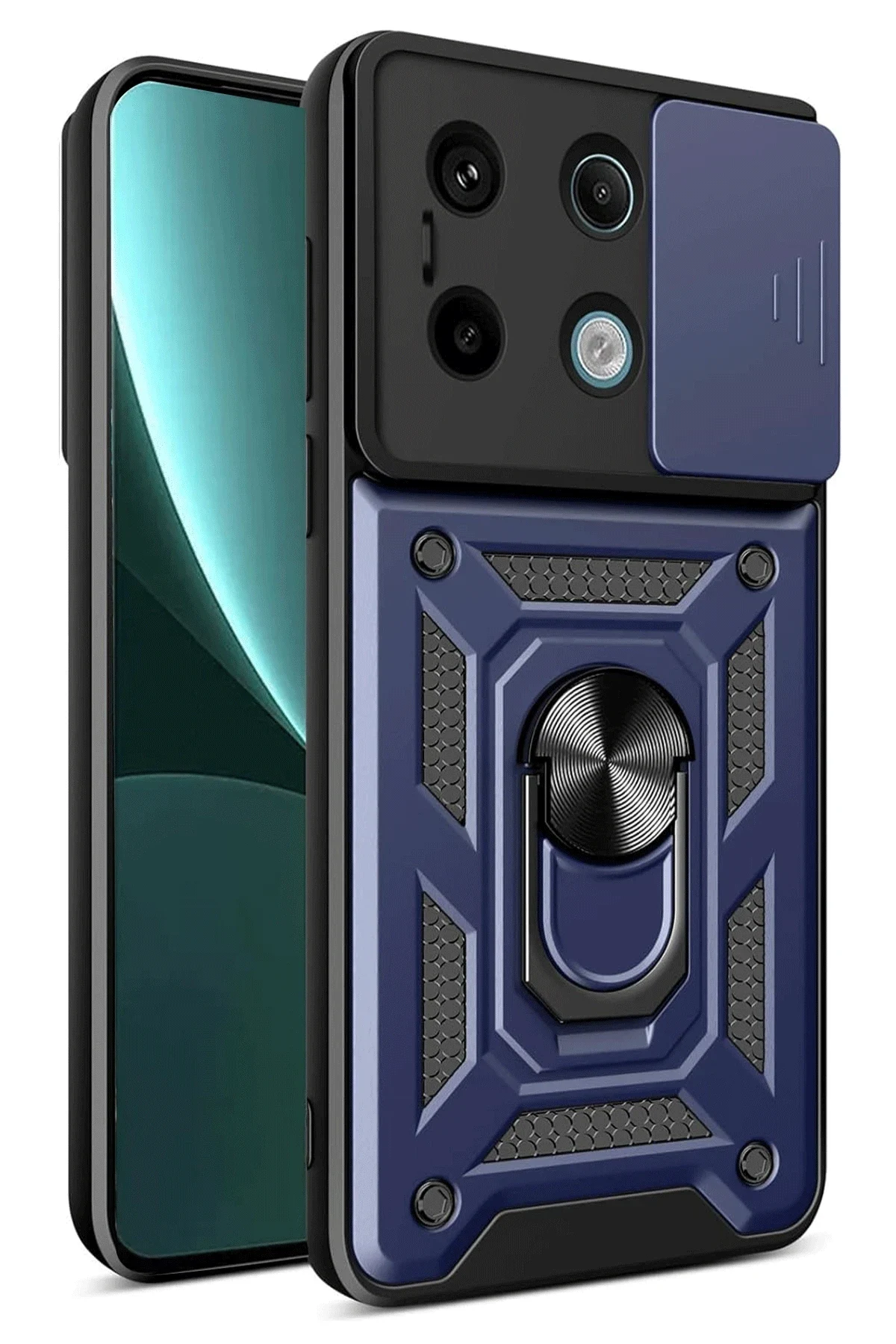 uryport Xiaomi Redmi Note 13 Pro 4G Pars Lens Yüzüklü Silikon - Lacivert