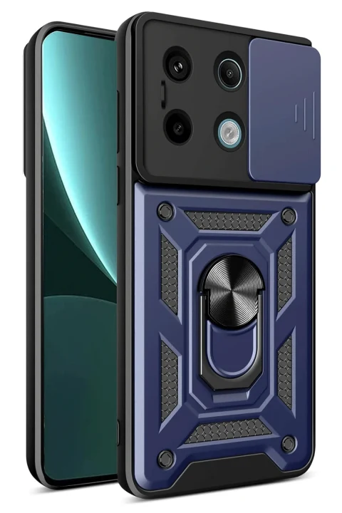 uryport Xiaomi Redmi Note 13 Pro 4G Pars Lens Yüzüklü Silikon - Lacivert