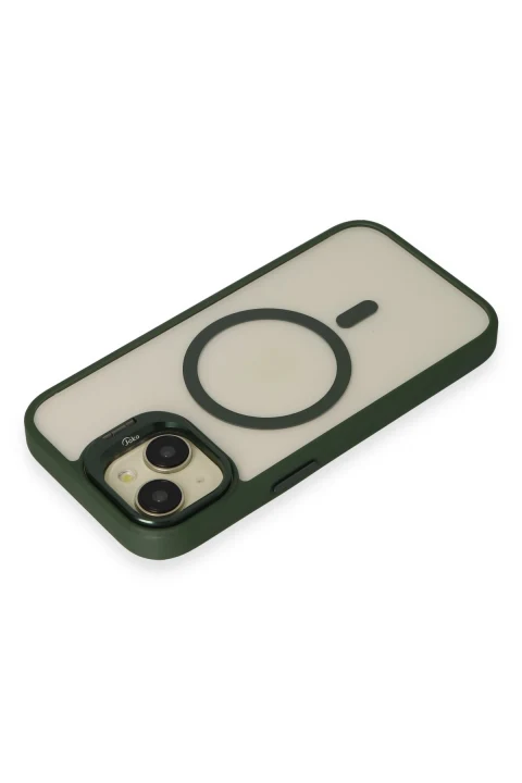 Joko Apple iPhone 15 Kılıf Roblox Lens Magsafe Standlı Kapak - Koyu Yeşil