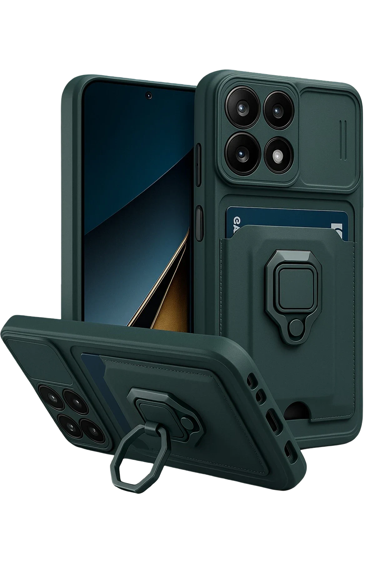 uryport Xiaomi Mi 14T Pro Kılıf Zuma Kartvizitli Yüzüklü Silikon - Yeşil