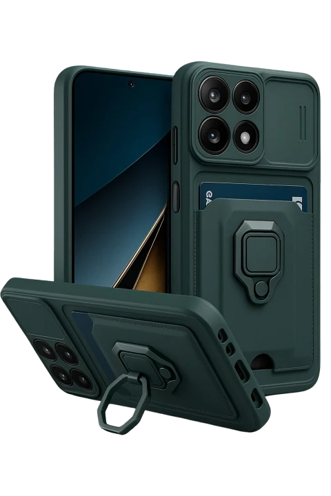 uryport Xiaomi Mi 14T Pro Kılıf Zuma Kartvizitli Yüzüklü Silikon - Yeşil