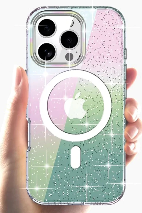 Joko Apple iPhone 16 Rasasi Simli Magsafe Kapak - Şeffaf