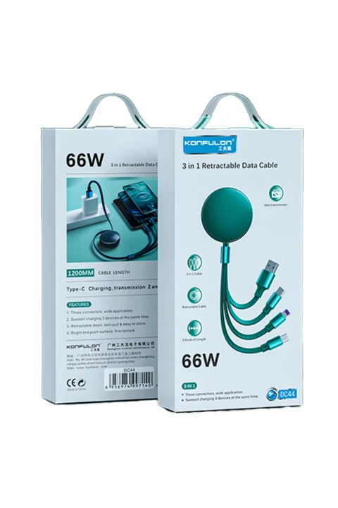 Konfulon DC44 3in1 66W Kablo - Mavi
