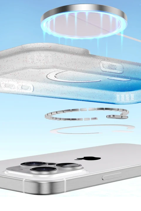 uryport Apple iPhone 14 Pummel Shiny Magsafe Kapak - Mavi