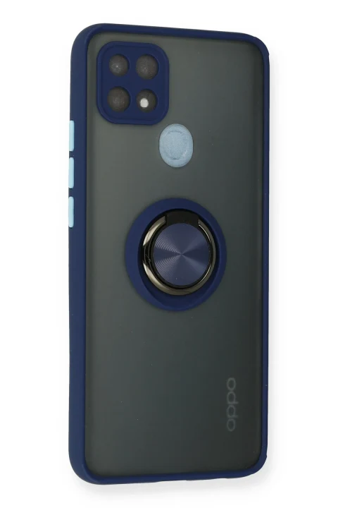 uryport Oppo A15 Kılıf Montreal Yüzüklü Silikon Kapak - Lacivert